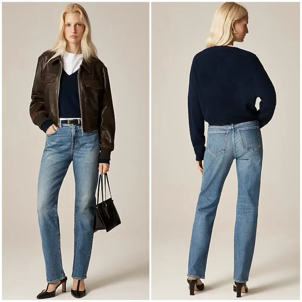 NEW J. Crew nipped straight High Rise jean in Semi stretch Style# CN394 Size 27